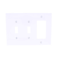 Eaton White Mid-Size 3-Gang Decorator Toggle Combo Unbreakable Wallplate PJ226W
