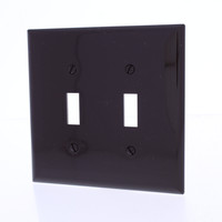 Eaton Brown 2-Gang Mid-Size UNBREAKABLE Toggle Switch Cover Nylon Wallplate PJ2B
