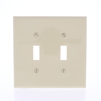Eaton Ivory 2-Gang Mid-Size UNBREAKABLE Toggle Switch Cover Nylon Wallplate PJ2V