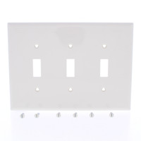 Eaton Lt Almond 3-Gang Mid-Size UNBREAKABLE Toggle Switch Cover Wallplate PJ3LA
