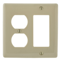 Hubbell Ivory Decorator/Rocker/GFCI Outlet Cover UNBREAKABLE Duplex Receptacle Wallplate NP826I