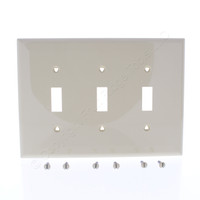 Eaton Ivory 3-Gang Mid-Size UNBREAKABLE Toggle Switch Cover Wallplate PJ3V