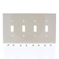Eaton Ivory 4-Gang Mid-Size UNBREAKABLE Nylon Toggle Switch Wallplate Cover PJ4V