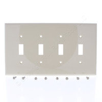 Eaton Ivory 4-Gang Mid-Size UNBREAKABLE Nylon Toggle Switch Wallplate Cover PJ4V
