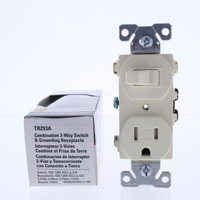 Cooper Almond TAMPER RESISTANT 3-Way Toggle Switch Outlet Receptacle 15A TR293A