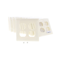 25 Hubbell Almond 2-Gang Receptacle Wallplate Unbreakable Duplex Outlet Covers NP82AL