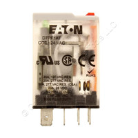 Eaton D7 Plug-In Power Relay SPDT 24VAC Coil 20A 650 Ohm Full Featured D7PF1AT