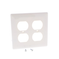 Hubbell "Office White" 2-Gang Receptacle Wallplate Unbreakable Duplex Outlet Cover NP82OW