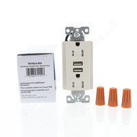 Eaton Lt Almond Tamper Resistant 15A Outlet Receptacle 3.1A USB Charger TR7755LA