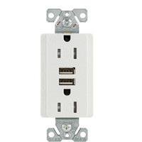 Eaton White Tamper Resistant 15A Outlet Receptacle 3.1A USB Charger TR7755W