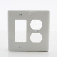 Hubbell White UNBREAKABLE 2-Gang Combination Duplex Outlet Cover Decorator/Rocker Switch/GFCI Mid-Size Wallplate NPJ826W