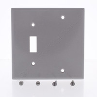 Leviton Gray 2-Gang Combination Switch Cover Switchplate Blank Wall Plate Box Mount 87006