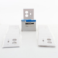25 Eaton Mid-Size White 2-Gang Combination Toggle Switch/Receptacle Wallplate Outlet Covers 2038W