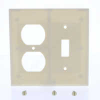 Eaton Ivory Toggle Switch Plate Receptacle Outlet Cover 2-Gang Wallplate 2138V