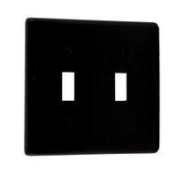 Hubbell Black UNBREAKABLE 2-Gang Toggle Switch Cover Nylon Wallplate Switchplate NP2BK