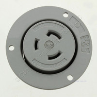 P&S Gray Turn Twist Locking Flanged Outlet L10-20R 20A 125/250V Bulk L1020-FO