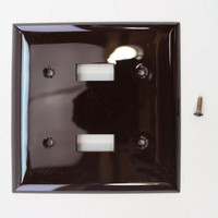 Ace Brown Standard 2Gang UNBREAKABLE Toggle Switch Cover Nylon Wallplate 3037058