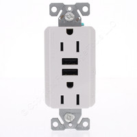 Eaton White Tamper Resistant 15A Outlet Receptacle 3.6A USB Charger TR7765W