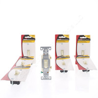 8 Cooper Almond ILLUMINATED Toggle Wall Light Switches 15A 120V C1301-7LTA