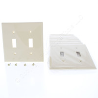 10 Eaton Ivory Standard Size 2-Gang UNBREAKABLE Toggle Switch Plate Cover Wallplates 5139V