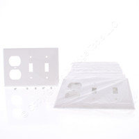 10 Eaton White UNBREAKABLE Standard 3-Gang Combination Toggle Switch/Duplex Outlet Wallplate Covers 5158W