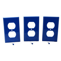 3 Leviton UNBREAKABLE BLUE Receptacle Wallplates Nylon Duplex Outlet Covers 80703-BU
