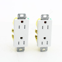 2 Hubbell White Tamper Resistant Decorator Receptacles 15A Earless RRD15SWTRM2