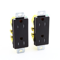 2 Hubbell Black Tamper Resistant Decorator Receptacles 15A Earless RRD15SBKTRM2