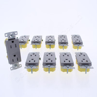 10 Hubbell Gray Tamper Resistant Decorator Receptacle Outlets 15A RRD15EGYTR