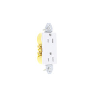 Hubbell White Tamper Resistant Decorator Receptacle Outlet 15A RRD15KWTR NO EARS