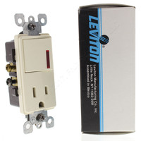 Leviton Almond Decora Rocker Pilot Light Switch w/ 15A Receptacle Outlet 5648-A
