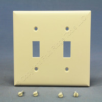 Cooper Light Almond Residential 2-Gang Toggle Switch Cover Wallplate Switchplate 2139LA