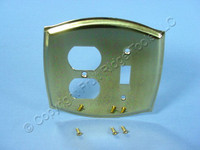 Creative Accents Satin Solid Brass Toggle Switch Outlet 2-Gang Curved Cover Wallplate 15051