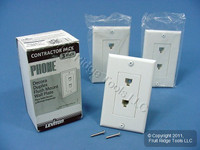 3 New Leviton White Decora DUAL Telephone Wall Plates DUPLEX Phone Jacks C2447-W