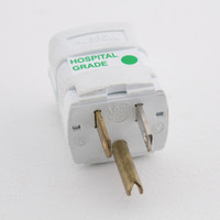 Hubbell White HOSPITAL GRADE Straight Blade Plug Valise 5-15R 15A 125V 8013VB