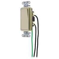 Hubbell Ivory Decorator Rocker Switch 3-Way 8" Wire Leads 20A 120/277V DSL420I