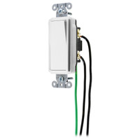 Hubbell White Decorator Rocker Switch Double Pole w/Pigtail 20A 120/277V DSL220W