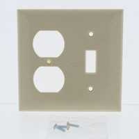 P&S Ivory Plastic 2-Gang Wallplate Switch Duplex Receptacle Cover SP18-I