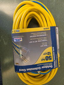 Voltec 05-00365 50ft 12/3 SJTW Yellow/Black Stripe