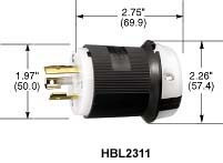 Hubbell HBL2311 20A 125V PLUG TWIST-LOCK