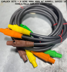 CAMLOCK SET - 25FT 2/0 SC CABLE 4 WIRE SET 300 AMP 480v W/ HUBBELL SERIES 16 CAMLOCK DEVICES