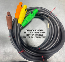CAMLOCK PIGTAILS - 5FT 4/0 SC CABLE 4 WIRE PIGTAILS 400 AMP 480 VOLT W/ MALE SERIES 16 HUBBELL CAMLOCK