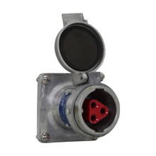 Eaton Crouse-Hinds series Arktite Receptacle, 30A, Three-wire, four-pole, 50-400 Hz, Style 2, Copper-free aluminum, Spring door, 600 Vac/250 Vdc