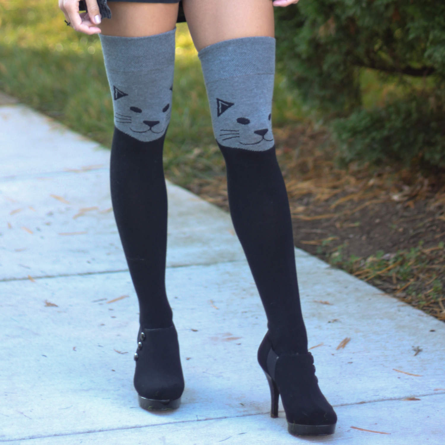 ankle boots with cat socks