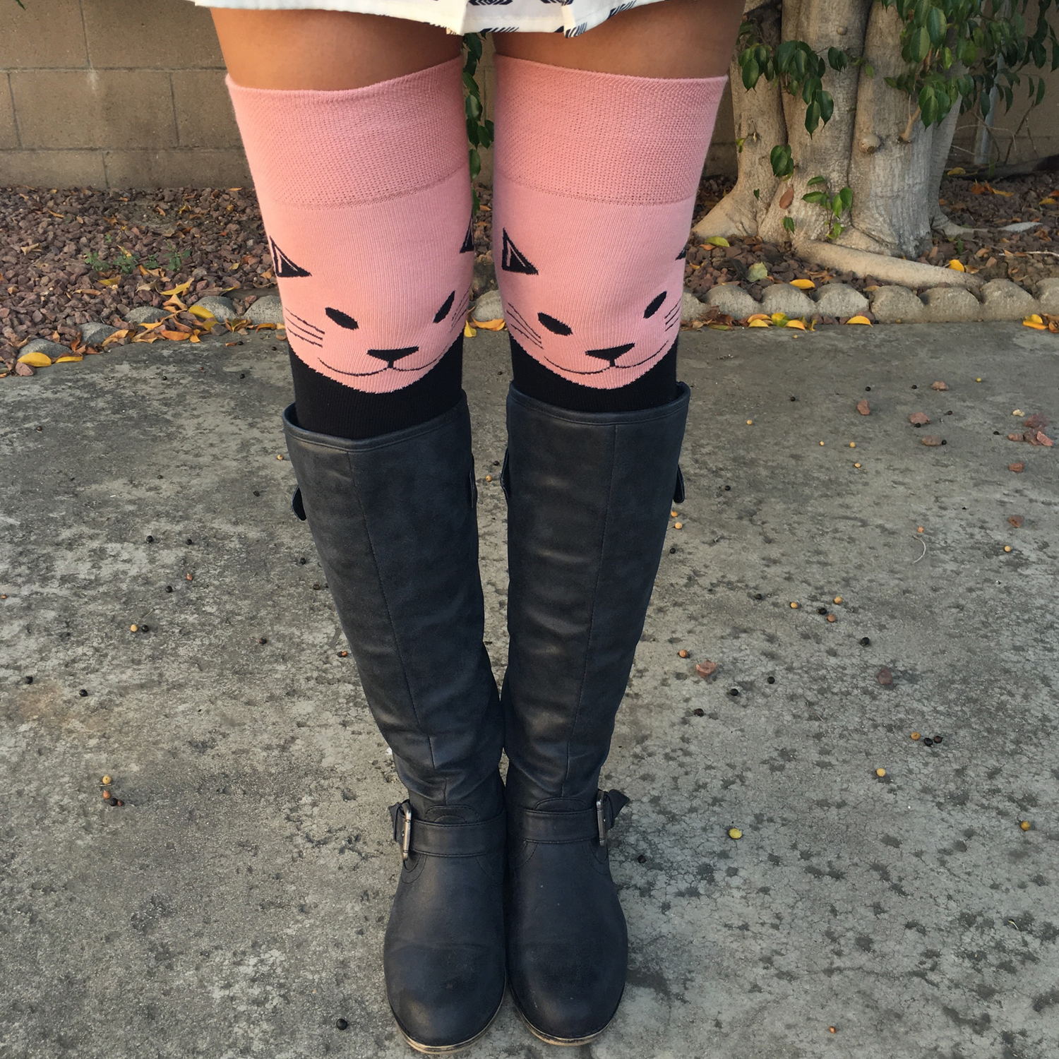 tall boots with cat socks