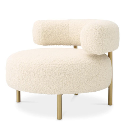 Eichholtz Thompson Chair - Faux Shearling Brushed Brass