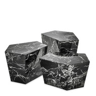 Eichholtz Prudential Coffee Table - Black Faux Marble - Set Of 3