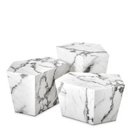 Eichholtz Prudential Coffee Table - White Faux Marble - Set Of 3