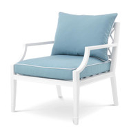 Eichholtz Bella Vista Outdoor Chair - Vista White Sunbrella Mineral Blue