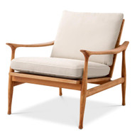 Eichholtz Manzo Outdoor Chair - Natural Teak Flores Off-White Incl Cushions